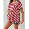 imageMakeMeChic Womens Maternity Tee Striped Crew Neck Short Sleeve Pregnancy T Shirt TopsRed