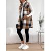 imageMakeMeChic Womens Maternity Vest Outerwear Plaid Print Collared Button Down Pregnancy Midi CoatBrown