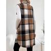 imageMakeMeChic Womens Maternity Vest Outerwear Plaid Print Collared Button Down Pregnancy Midi CoatBrown