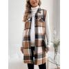 imageMakeMeChic Womens Maternity Vest Outerwear Plaid Print Collared Button Down Pregnancy Midi CoatBrown
