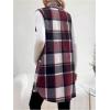 imageMakeMeChic Womens Maternity Vest Outerwear Plaid Print Collared Button Down Pregnancy Midi CoatRedwood