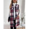 imageMakeMeChic Womens Maternity Vest Outerwear Plaid Print Collared Button Down Pregnancy Midi CoatRedwood