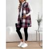 imageMakeMeChic Womens Maternity Vest Outerwear Plaid Print Collared Button Down Pregnancy Midi CoatRedwood