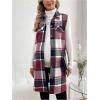 imageMakeMeChic Womens Maternity Vest Outerwear Plaid Print Collared Button Down Pregnancy Midi CoatRedwood