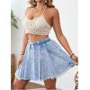 imageMakeMeChic Womens Plus Size Denim Shorts Tie Front Elastic Waist Raw Hem Jean ShortsBlue