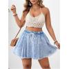 imageMakeMeChic Womens Plus Size Denim Shorts Tie Front Elastic Waist Raw Hem Jean ShortsBlue