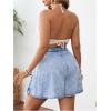 imageMakeMeChic Womens Plus Size Denim Shorts Tie Front Elastic Waist Raw Hem Jean ShortsBlue