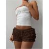 imageMakeMeChic Womens Ruffle Shorts Crochet Tiered Layered Summer Beach Micro ShortsMesh Brown