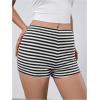 imageMakeMeChic Womens Striped Shorts Crochet Knit Pajama Micro Mini Boxer Lounge Shorts Summer BottomsBlack and White