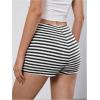 imageMakeMeChic Womens Striped Shorts Crochet Knit Pajama Micro Mini Boxer Lounge Shorts Summer BottomsBlack and White