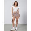 imageMakeMeChic Womens Striped Shorts Crochet Knit Pajama Micro Mini Boxer Lounge Shorts Summer BottomsBrown B