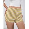 imageMakeMeChic Womens Striped Shorts Crochet Knit Pajama Micro Mini Boxer Lounge Shorts Summer BottomsYellow