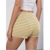 imageMakeMeChic Womens Striped Shorts Crochet Knit Pajama Micro Mini Boxer Lounge Shorts Summer BottomsYellow