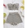 imageMakeMeChic Womens Summer 2 Piece Sets Striped Strapless Bandeau Tube Crop Tops Shorts SetBlack White