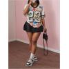 imageMakeMeChic Womens V Neck Jersey Shirt Number Print Short Sleeve Summer Streetwear Tee Tops