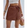 imageMakeMeChic Womens Wrap Skirt Skorts Bow Shorts Wide Leg High Waisted Summer ShortsChocolate Brown