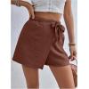 imageMakeMeChic Womens Wrap Skirt Skorts Bow Shorts Wide Leg High Waisted Summer ShortsChocolate Brown