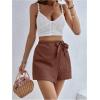 imageMakeMeChic Womens Wrap Skirt Skorts Bow Shorts Wide Leg High Waisted Summer ShortsChocolate Brown