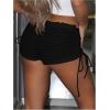 imageMakeMeChic Womens Y2K Ruffle Lace Up Micro Shorts Low Rise Rave Party Mini ShortsBlack