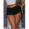 imageMakeMeChic Womens Y2K Ruffle Lace Up Micro Shorts Low Rise Rave Party Mini ShortsBlack