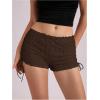 imageMakeMeChic Womens Y2K Ruffle Lace Up Micro Shorts Low Rise Rave Party Mini ShortsBrown