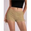 imageMakeMeChic Womens Y2K Ruffle Lace Up Micro Shorts Low Rise Rave Party Mini ShortsKhaki
