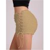 imageMakeMeChic Womens Y2K Ruffle Lace Up Micro Shorts Low Rise Rave Party Mini ShortsKhaki