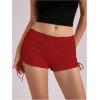 imageMakeMeChic Womens Y2K Ruffle Lace Up Micro Shorts Low Rise Rave Party Mini ShortsRed