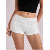 imageMakeMeChic Womens Y2K Ruffle Lace Up Micro Shorts Low Rise Rave Party Mini ShortsWhite