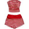 imageMakeMeChic Womens 2 Piece Y2k Outfits Striped Strapless Ruched Tube Crop Tops and Shorts SetMulticolor