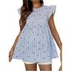 imageMakeMeChic Womens Maternity Blouses Pregnancy Shirt Striped Print Ruffle Sleeveless Summer Peplum TopBlue