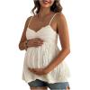 imageMakeMeChic Womens Maternity Summer Tops Lace Spaghetti Strap Sleeveless Pregnancy Peplum Cami TopsApricot