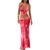 imageMakeMeChic Womens Summer 2 Piece Sets Tie Dye Backless Halter Tops Flare Maxi Skirt SetPink