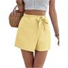 imageMakeMeChic Womens Wrap Skirt Skorts Bow Shorts Wide Leg High Waisted Summer ShortsYellow