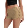 imageMakeMeChic Womens Y2K Ruffle Lace Up Micro Shorts Low Rise Rave Party Mini ShortsKhaki