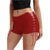imageMakeMeChic Womens Y2K Ruffle Lace Up Micro Shorts Low Rise Rave Party Mini ShortsRed