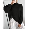 imageMakeMeChic Womens Casual Oversized Mock Neck Drawstring Dolman Sleeve Ruched Tee Top Loose T Shirt Black XLarge