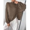imageMakeMeChic Womens Casual Oversized Mock Neck Drawstring Dolman Sleeve Ruched Tee Top Loose T Shirt Mocha Brown Medium