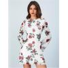 imageMakeMeChic Womens Cheetah Print Mini Dress Y2k Bell Sleeve Leopard Print Dress Going Out OutfitsFloral White and Red