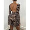 imageMakeMeChic Womens Cheetah Print Mini Dress Y2k Bell Sleeve Leopard Print Dress Going Out OutfitsMocha Brown