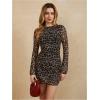 imageMakeMeChic Womens Cheetah Print Mini Dress Y2k Bell Sleeve Leopard Print Dress Going Out OutfitsMulticolor