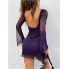 imageMakeMeChic Womens Cheetah Print Mini Dress Y2k Bell Sleeve Leopard Print Dress Going Out OutfitsPurple