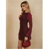 imageMakeMeChic Womens Cheetah Print Mini Dress Y2k Bell Sleeve Leopard Print Dress Going Out OutfitsRed
