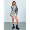 imageMakeMeChic Womens Cheetah Print Mini Dress Y2k Bell Sleeve Leopard Print Dress Going Out OutfitsTie Dye Green