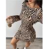 imageMakeMeChic Womens Cheetah Print Mini Dress Y2k Bell Sleeve Leopard Print Dress Going Out OutfitsZebra Brown