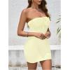 imageMakeMeChic Womens Ruched Knot Front Tube Dress Rib Knitted Bodycon Bandeau Mini DressesYellow