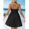 imageMakeMeChic Womens Summer Halter Dress Cut Out Tie Backless Criss Cross Flowy Short Dresses SundressBlack