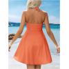 imageMakeMeChic Womens Summer Halter Dress Cut Out Tie Backless Criss Cross Flowy Short Dresses SundressOrange