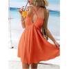 imageMakeMeChic Womens Summer Halter Dress Cut Out Tie Backless Criss Cross Flowy Short Dresses SundressOrange