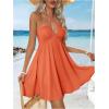 imageMakeMeChic Womens Summer Halter Dress Cut Out Tie Backless Criss Cross Flowy Short Dresses SundressOrange